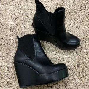 Black wedge booties